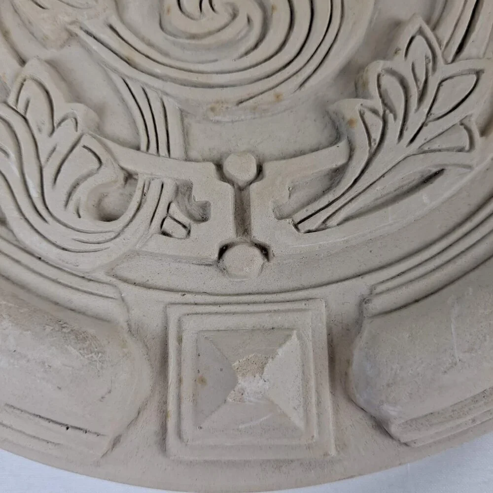 Handmade Vintage Ceramic Wall Hanging Cream Color 3D Relief Hangers on Back